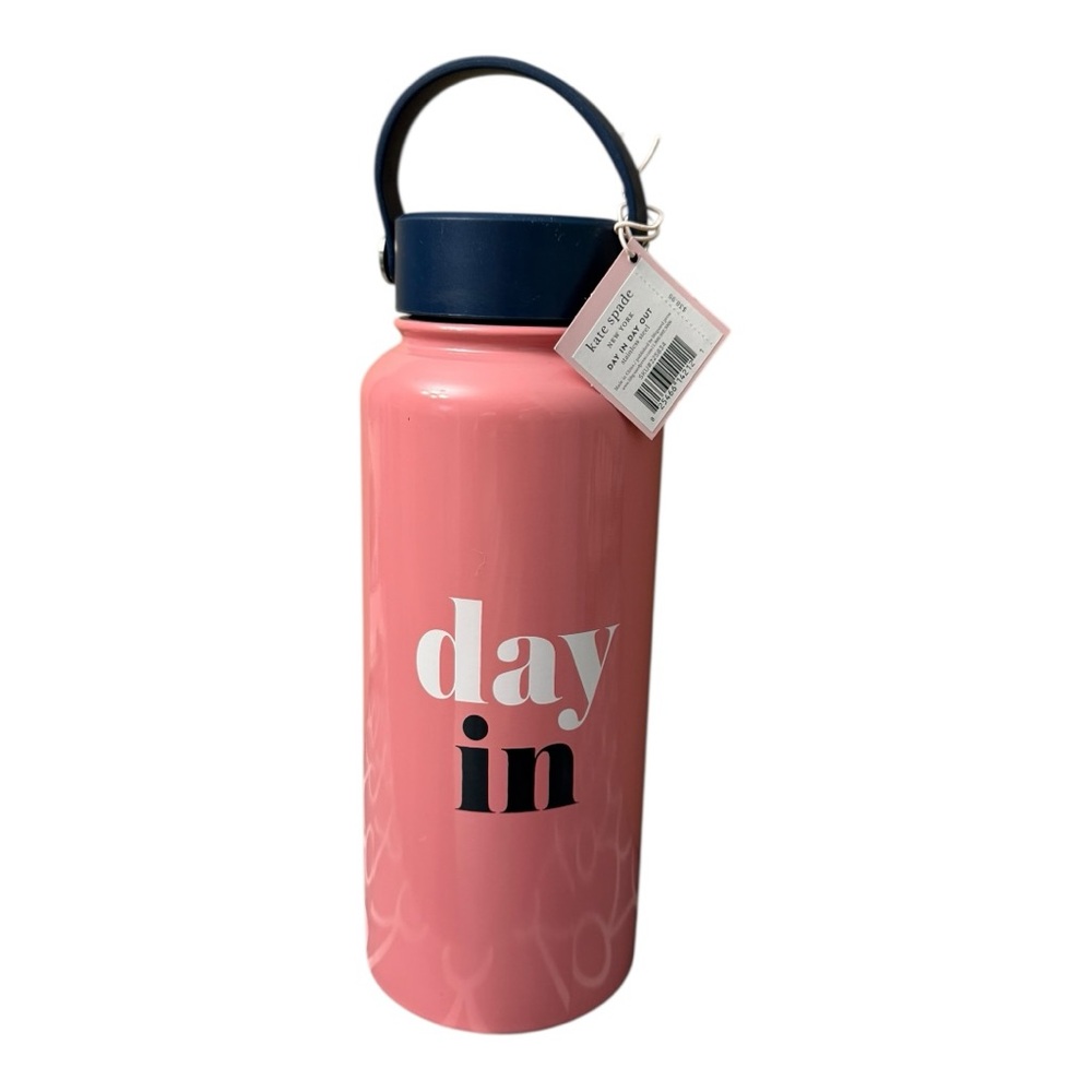 Kate Spade Day In / Day Out Stainless XL Steel Water Bottle Pink Blue NWT